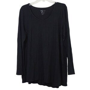 Andrea Jovine Black Long Sleeve Tunic Knit Top Tshirt Women Size XL Minimalist